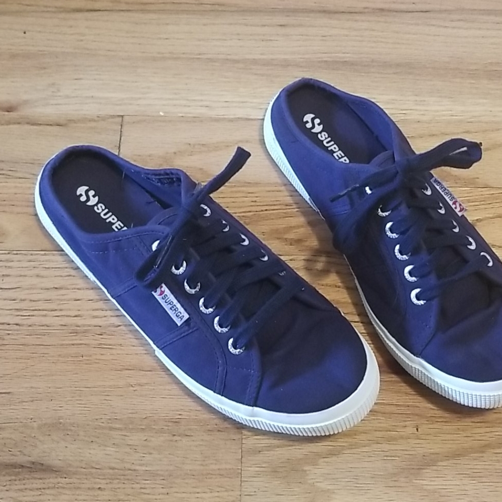 Superga Navy Canvas Low-Top Sneakers